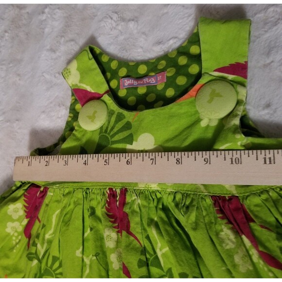Jelly the Pug Dress Girls Size 3T Sleeveless Green - Picture 8 of 9